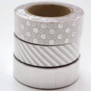 Silver Foil Washi Tape - Set of 3