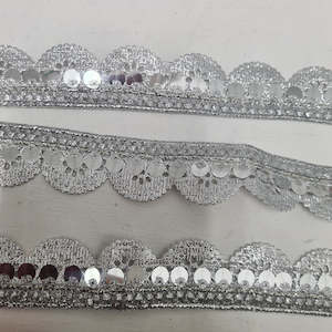 Womenswear: Shiny sequinned glittery  Silver Indian Trim