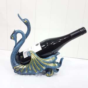 Double Swan Wine Holder Blue Gold