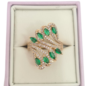 Green CZ Statement Ring