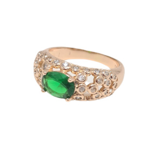 Green Oval CZ Ring