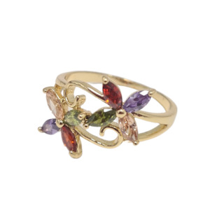 Womenswear: Mutli Colour Floral CZ Ring