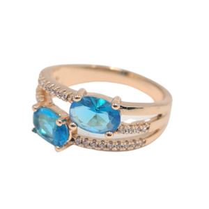 Womenswear: Blue CZ Double Oval Ring