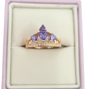 Womenswear: Purple Princess Crown CZ Ring