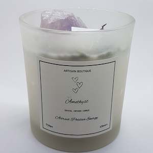 Handmade Lavender Amethyst Crystal Infused Candle