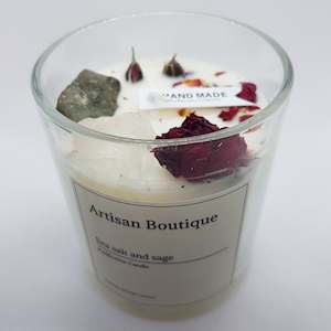 Womenswear: Handmade Sea Salt & Sage Crystal Infused Candle