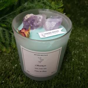 Handmade Amethyst Crystal Infused Candle