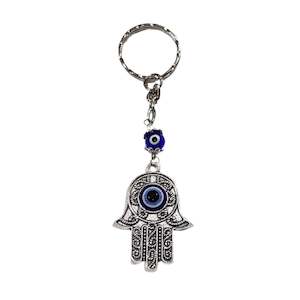 Womenswear: Hamsa Hand Royal Blue Evil Eye Keychain