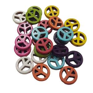 Womenswear: 24pc Dyed Howlite Peace Sign Beads