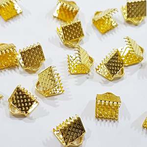 20pc Gold Ribbon End Crimps