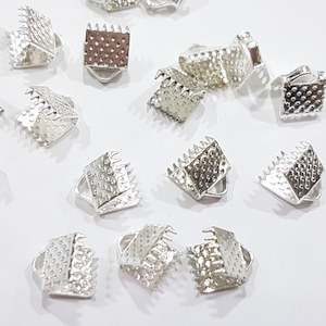 20pc Silver Ribbon End Crimps