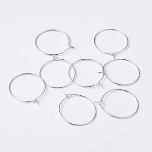 12pc Silver Wine Charm/Earring Hoop Rings