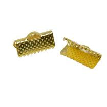 10pc 13mm Bright Gold Ribbon End Crimps