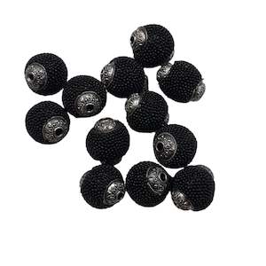 12pc Small Black Kashmiri Beads