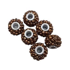 6pc Small Brown Beaded Kashmiri Beads