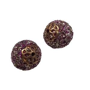 Womenswear: 2pc Purple & Gold Kashmiri Beads With AB glass