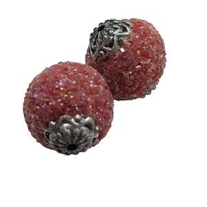 Womenswear: 2pc Red Kashmiri Beads With AB glass