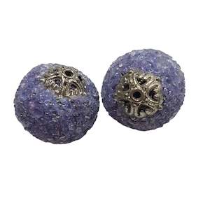 2pc Purple Kashmiri Beads With AB glass