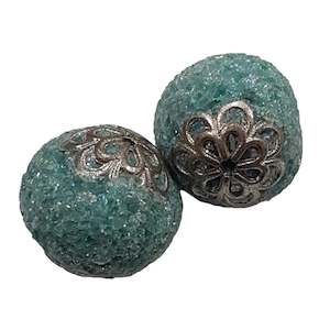 Womenswear: 2pc Blue Kashmiri Beads With AB glass