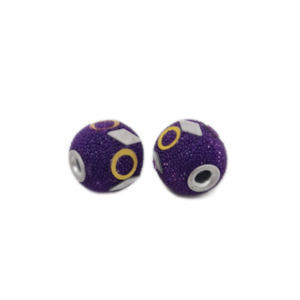 2pc Purple & Diamond Kashmiri Beads