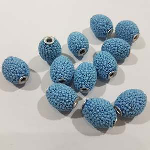 12pc Blue Beaded Kashmiri Beads