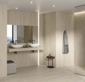 Bathroom and toilet fitting: ATLAS CONCORDE Marvel Travertine Collection Porcelain Tile Size Options Made in Italy