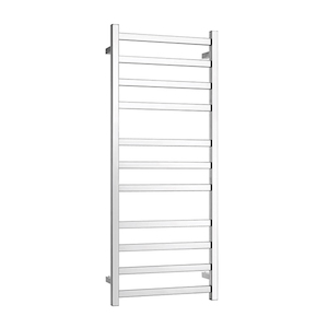 Bathroom and toilet fitting: ARUVO™ EVOLVE Heated Towel Rail 11 Flat Square Bar W500 Chrome