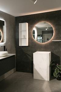 ARUVO™ AMBIANCE Frameless Backlit Round Mirror w/ Led Light & Demister