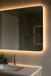 ARUVO™ AMBIANCE Frameless Backlit Rectangle Mirror w/ Led Light & Demister