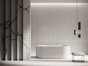 ARUVO™ ENKØ Fluted Freestanding Bath L1700mm Matte White