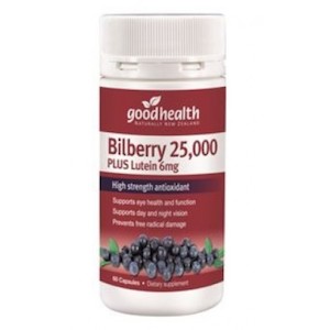 Good Health Bilberry 25,000 + Lutein 6mg 60 Capsules