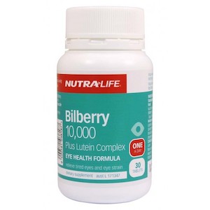 Internet only: Nutra Life Bilberry 10,000 plus Lutein Complex 30 Tablets