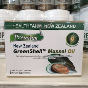 Internet only: Healthfarm Premium New Zealand GreenShell Mussel Oil 200 Capsules