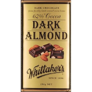 Internet only: Whittakers 62% Cocoa Dark Almond Chocolate 250g