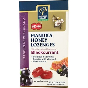 Manuka Health MGO 400+ Manuka Honey Lozenges with Blackcurrant 15 Lozenges