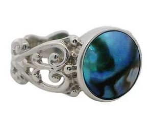 Blue Pearl Sterling Silver Fern Ring