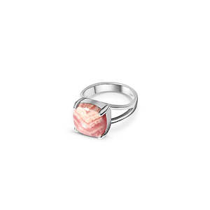 La Stele Square Dome Rhodochrosite Ring