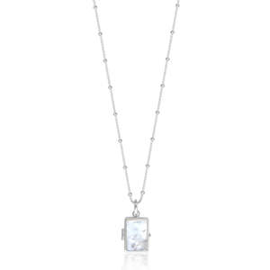 Silver Perle Mother of Pearl Square Locket