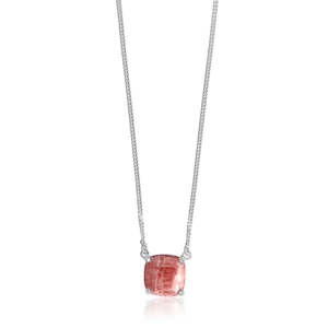 La Stele Rhodochrosite Square Dome Necklace