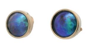 Blue Pearl 9ct Yellow Gold Studs