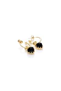 Stolen Girlfriend Onyx Love Claw Yellow Gold Plated Earrings