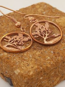 Jewellery manufacturing: Wanaka Tree Rose Gold Drop Earrings