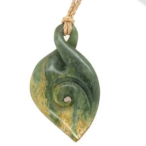 Large Flower Jade Fish Hook with Single Twist