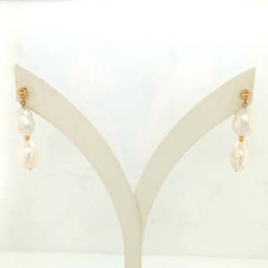 Yellow Gold Keshi Pearl Stud Earrings