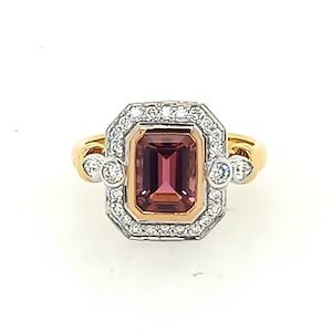 Jewellery manufacturing: Yellow, White, Rose Gold and Diamond Pink Tourmaline Ring