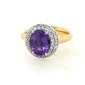 Jewellery manufacturing: 9ct Gold Amethyst and Diamond Cluster Ring