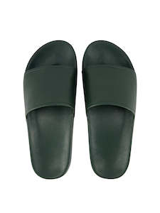 Leather Low Slides - Dark Green