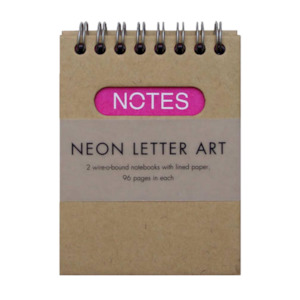 NEON LETTER ART SPIRAL BOUND POCKET NOTEPADS - 2 PACK