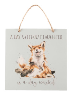 WRENDALE DESIGNS WOODEN PLAQUE 'A DAY WITHOUT LAUGHTER'