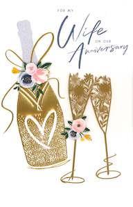 Anniversary Card Wife Laser Cut Champagne